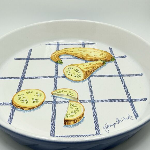 Vintage 70's Georges Briard Squash/Zucchini/Gourd Stoneware Baking Dish Blue - Picture 4 of 6